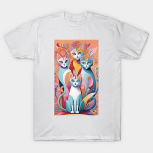 Feline Fusion: Abstract Cat's Delight T-Shirt